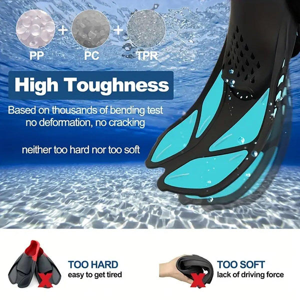 Diving Flippers Swim For Snorkeling Freestyle Training Gear Black S/M Fins
