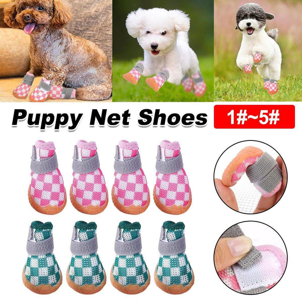 4Pcs Breathable Mesh Dog Shoes Small Pets Puppy Paw Protection Summer Boots Green 5 Dog Clothing & Shoes