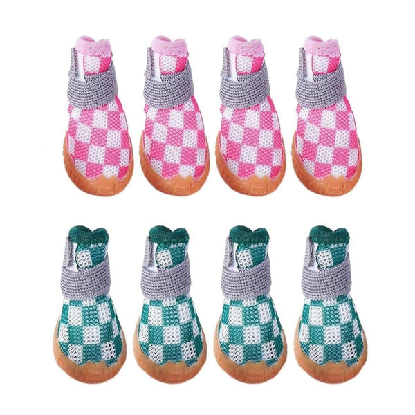 4Pcs Breathable Mesh Dog Shoes Small Pets Puppy Paw Protection Summer Boots Green 5 Dog Clothing & Shoes