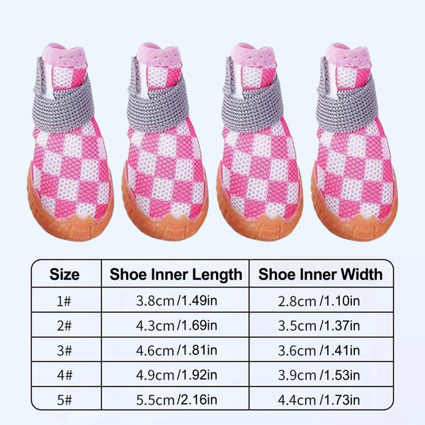 4Pcs Breathable Mesh Dog Shoes Small Pets Puppy Paw Protection Summer Boots Green 5 Dog Clothing & Shoes