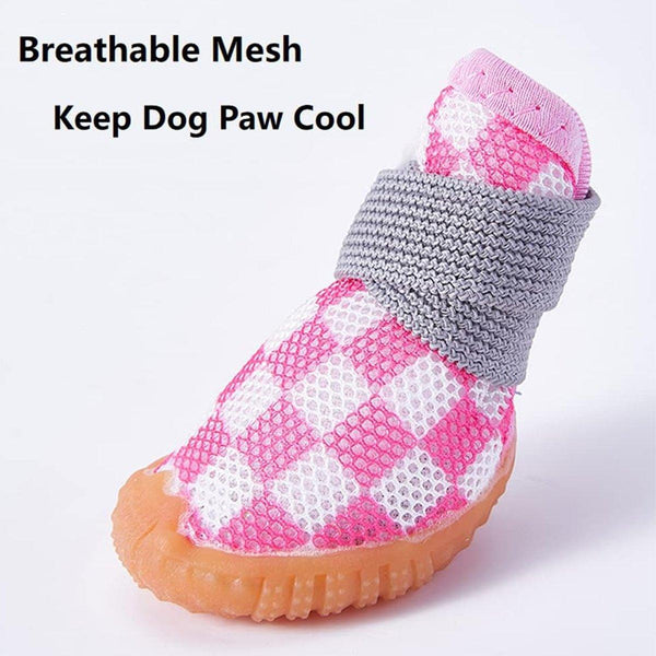 4Pcs Breathable Mesh Dog Shoes Small Pets Puppy Paw Protection Summer Boots Green 5 Dog Clothing & Shoes