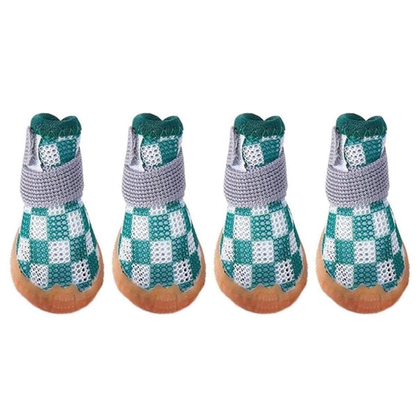 4Pcs Breathable Mesh Dog Shoes Small Pets Puppy Paw Protection Summer Boots Green 5 Dog Clothing & Shoes