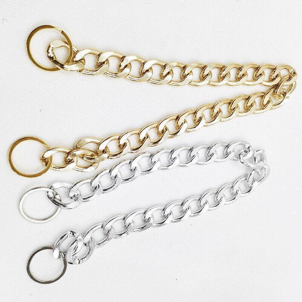 Dog Chain Collar Heavy Duty Choker Double Pet Slip Check Twist Link Chrome Gold 45Cm Dog Collars