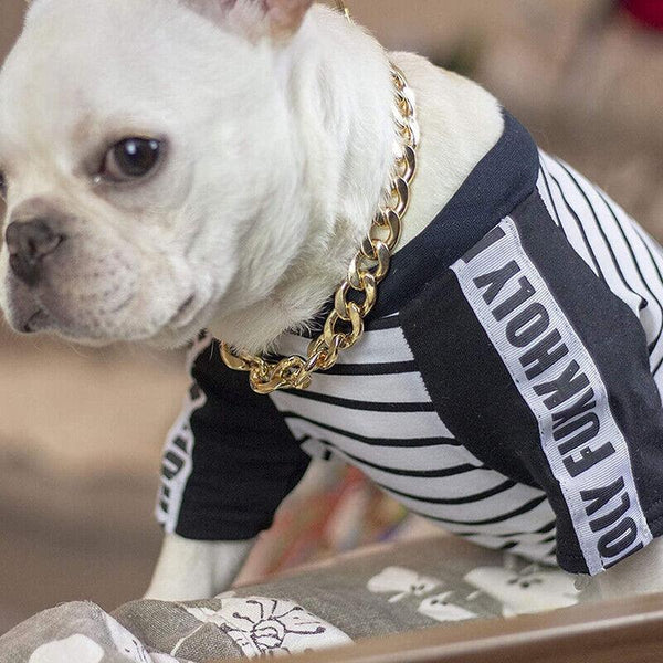 Dog Chain Collar Heavy Duty Choker Double Pet Slip Check Twist Link Chrome Gold 45Cm Dog Collars