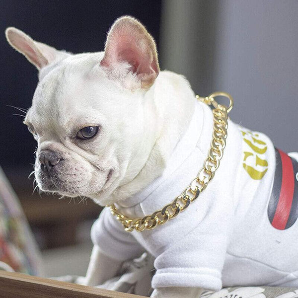 Dog Chain Collar Heavy Duty Choker Double Pet Slip Check Twist Link Chrome Gold 45Cm Dog Collars
