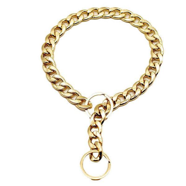 Dog Chain Collar Heavy Duty Choker Double Pet Slip Check Twist Link Chrome Gold 45Cm Dog Collars
