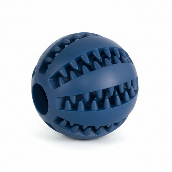 Dog Chew Toy Rubber Ball Treat Dispenser Dental Cleaning Training Play Ball Dark Blue Spherical (Large) Dog Toys
