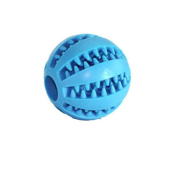 Dog Chew Toy Rubber Ball Treat Dispenser Dental Cleaning Training Play Ball Dark Blue Spherical (Large) Dog Toys