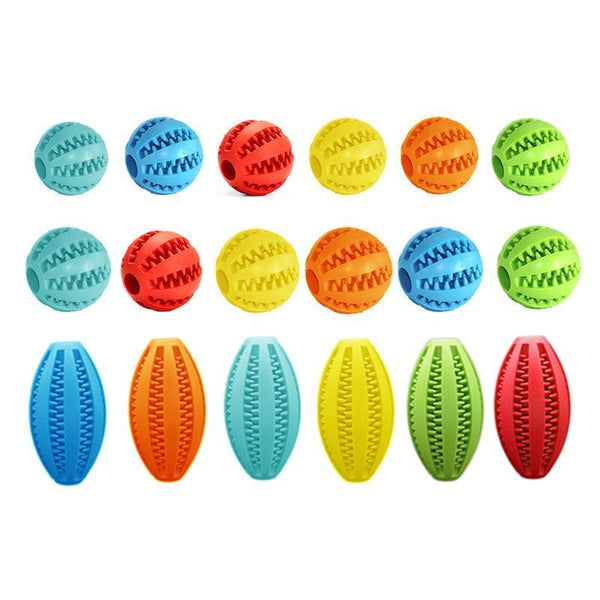 Dog Chew Toy Rubber Ball Treat Dispenser Dental Cleaning Training Play Green Spherical (Large) Dog Toys