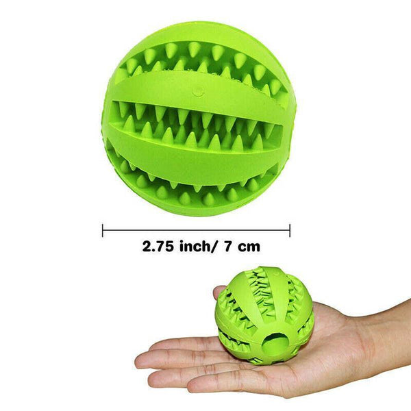 Dog Chew Toy Rubber Ball Treat Dispenser Dental Cleaning Training Play Green Spherical (Large) Dog Toys