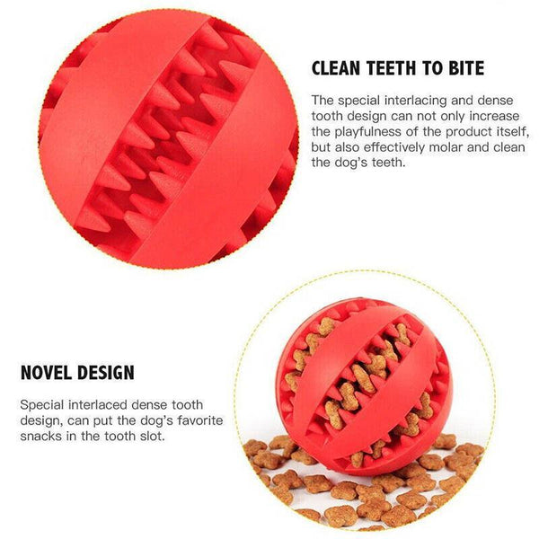 Dog Chew Toy Rubber Ball Treat Dispenser Dental Cleaning Training Play Green Spherical (Large) Dog Toys