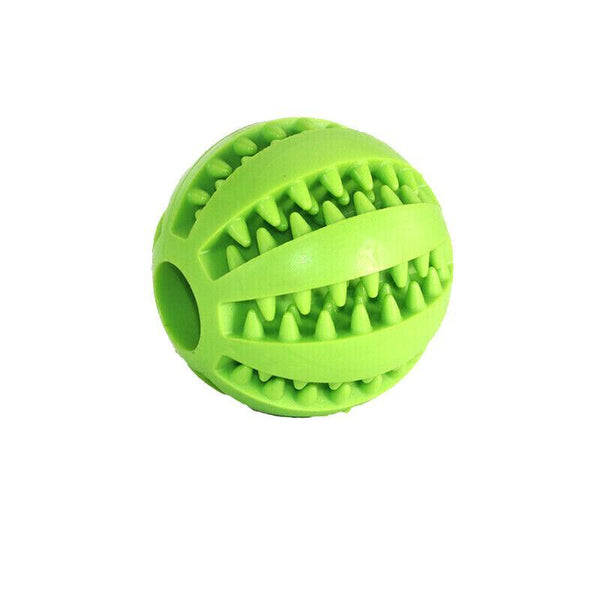 Dog Chew Toy Rubber Ball Treat Dispenser Dental Cleaning Training Play Green Spherical (Large) Dog Toys