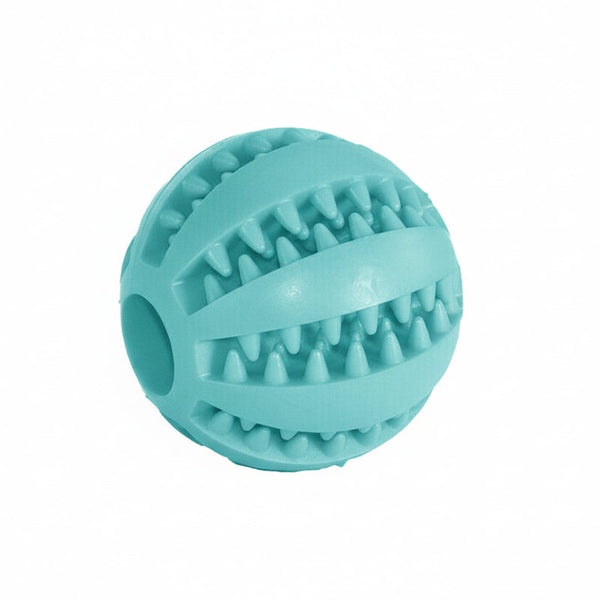 Dog Chew Toy Rubber Ball Treat Dispenser Dental Cleaning Training Play Dark Blue Spherical (Small) Dog Toys