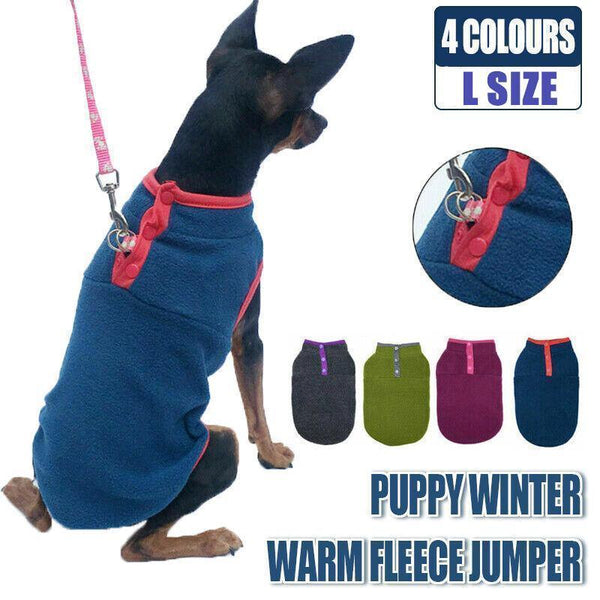 L Pet Dog Puppy Winter Warm Fleece Jumper Vest Coat Jacket Apparel Clothes Outdoor Blue Dog Clothing & Shoes