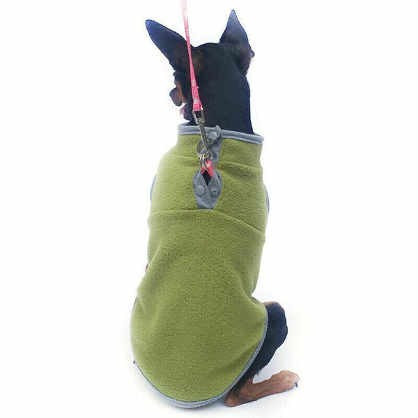 Pet Dog Puppy Winter Warm Fleece Jumper Vest Coat Size M Green Dog Clothing & Shoes