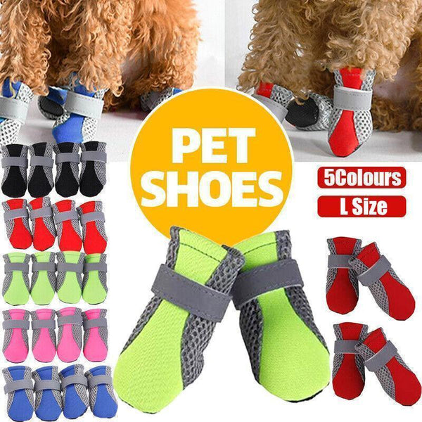 4Pcs L Size Anti Slip Waterproof Protective Dog Shoes Rain Boots Pet Socks Booties Dog Clothing & Shoes