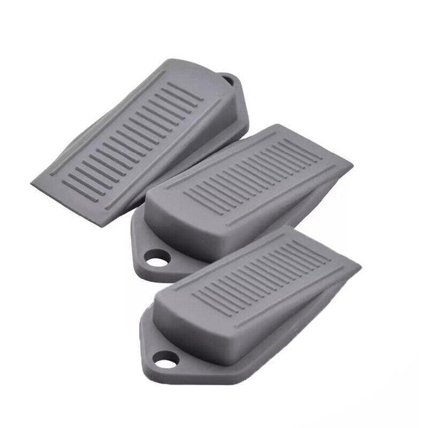 3Pcs Thick Rubber Wedge Door Stoppers Floor Carpet Heavy Duty Security Grey Door Stops