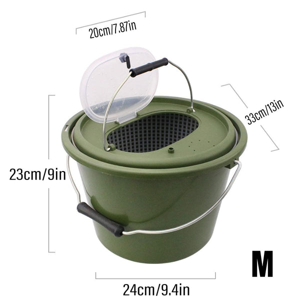 Double Live Fish Bucket Breathable Storage Container For Fishing Size M Tackle Boxes & Bags