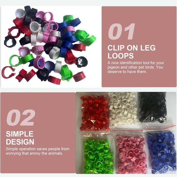 100X 001 100 Digital Numbered Bird Leg Band Rings Clip For Pigeon Parrot Poultry Black Small Animal Supplies