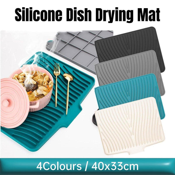 Silicone Dish Drying Mat Heat Resistant Draining Slope Pad For Kitchen Counter Green Kitchen Bench Mats