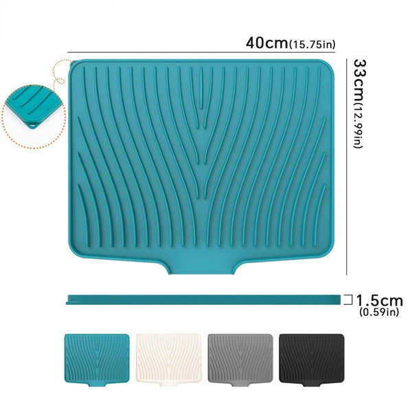 Silicone Dish Drying Mat Heat Resistant Draining Slope Pad For Kitchen Counter Green Kitchen Bench Mats
