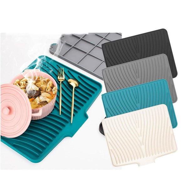 Silicone Dish Drying Mat Heat Resistant Draining Slope Pad For Kitchen Counter Green Kitchen Bench Mats