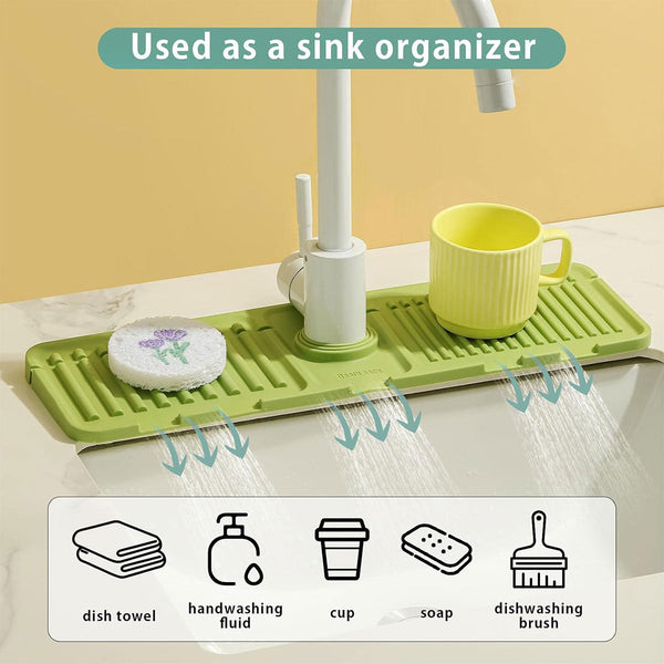 Faucet Draining Pad Narrow Sink Splash Guard Mat For Washbasin Water Catcher Grey Other Kitchen Gadgets
