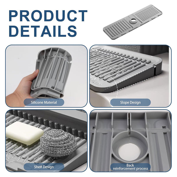 Faucet Draining Pad Narrow Sink Splash Guard Mat For Washbasin Water Catcher Grey Other Kitchen Gadgets