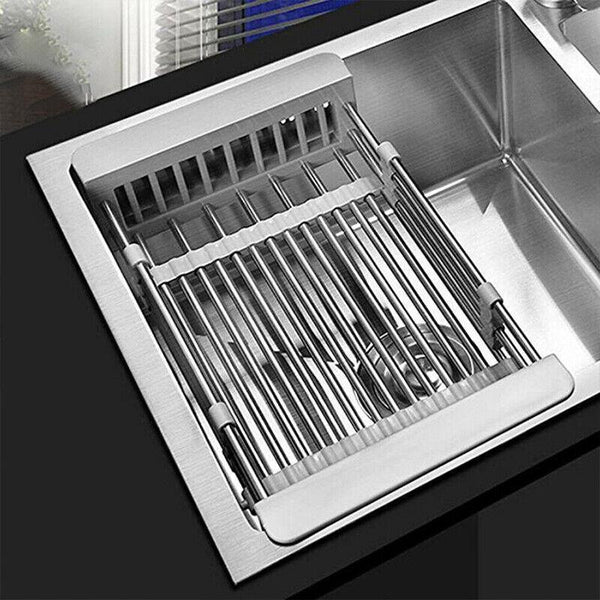 Stainless Steel Storage Sink Drain Basket Dish Drying Rack Kitchen Organizer Au Racks & Holders