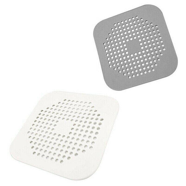 2Pc Square Drain Cover For Shower Hair Catcher Flat Silicone Plug Bath 1Pc White+ Grey Drain Stoppers & Strainers