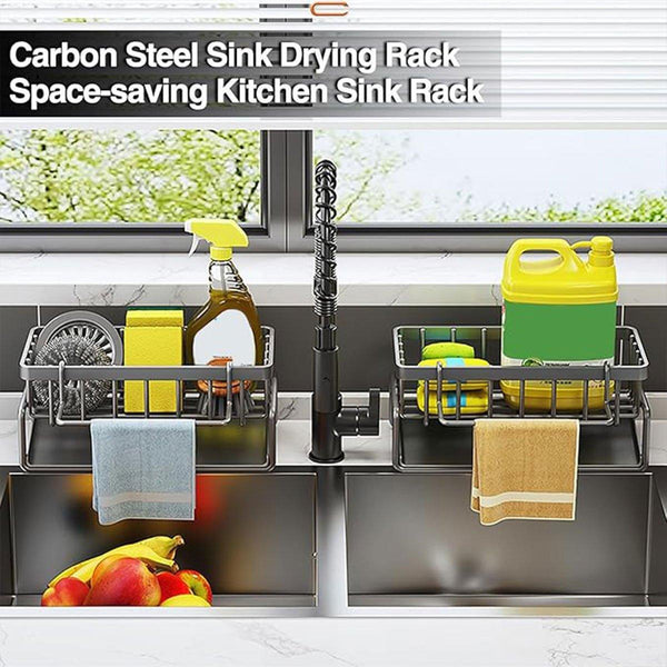 Kitchen Sink Caddy Storage Organizer Steel Sponge Soap Brush Holder Faucet Rack Sink Organisers