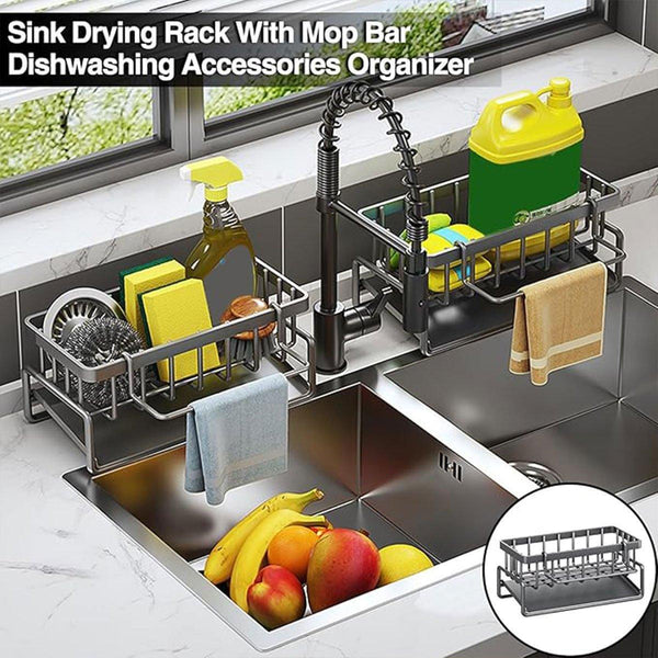 Kitchen Sink Caddy Storage Organizer Steel Sponge Soap Brush Holder Faucet Rack Sink Organisers