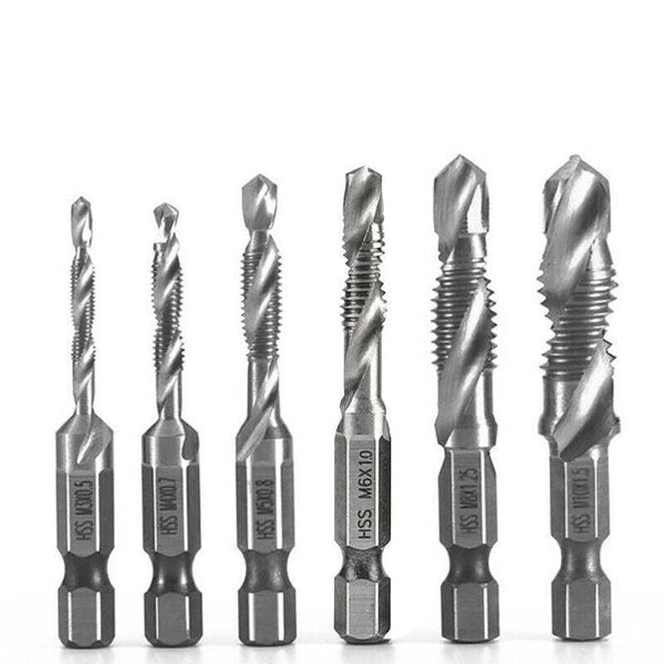 6X Hss Hex Shank Tap Metric Thread Screw Tapping Compound Set Tool Drill Bits
