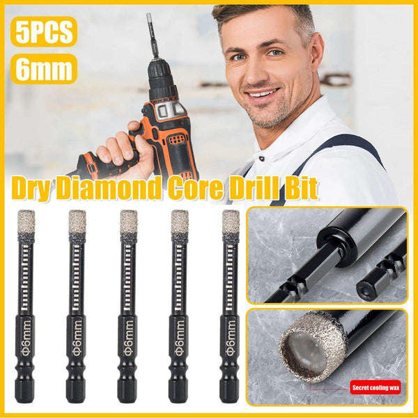 5Pcs Dry Diamond Core Drill Bit 6Mm Holesaw Cut Marble Tile Porcelain Granite Drill Bits