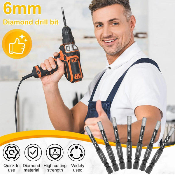 5Pcs Dry Diamond Core Drill Bit 6Mm Holesaw Cut Marble Tile Porcelain Granite Drill Bits