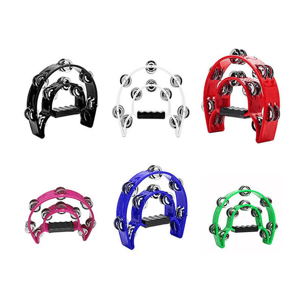 Double Half Moon Tambourine Handheld Musical Percussion Instrument Bell Drum Blue Tambourines