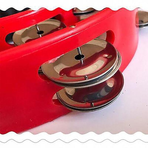 Double Half Moon Tambourine Handheld Musical Percussion Instrument Bell Drum Blue Tambourines