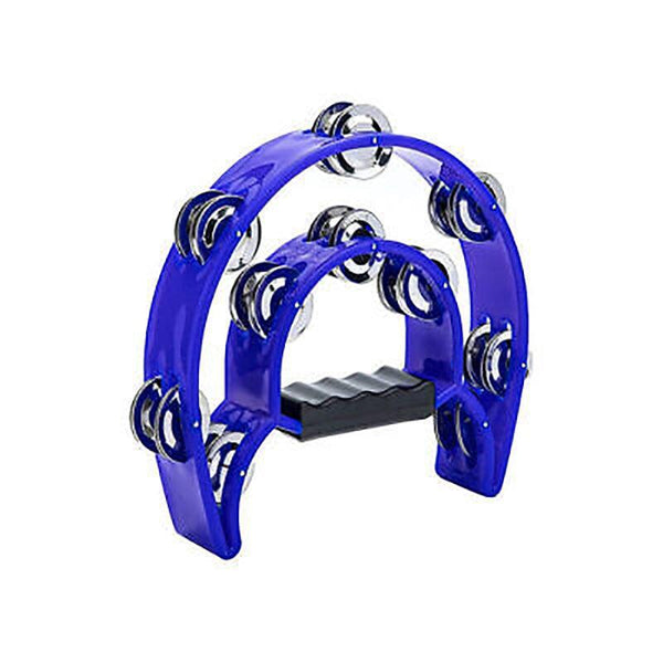 Double Half Moon Tambourine Handheld Musical Percussion Instrument Bell Drum Blue Tambourines
