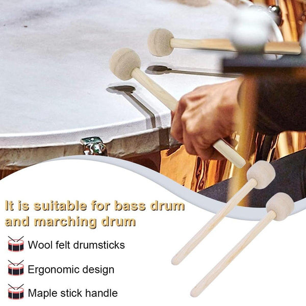2Pcs Felt Drumsticks Gong Mallets Soft Hammer Accessories Percussion Tools Percussion Accessories