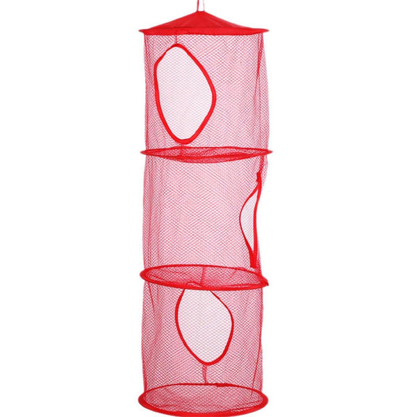 Foldable Clothes Drying Basket Three Layer Hanging Storage Breathable Organizer Blue Laundry Baskets & Hampers