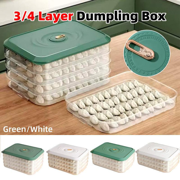 Large Capacity Dumpling Box Sealed Fresh Wonton Storage Container Green 4 Layer Food Storage Containers