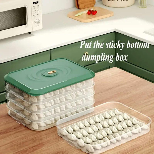 Large Capacity Dumpling Box Sealed Fresh Wonton Storage Container Green 4 Layer Food Storage Containers