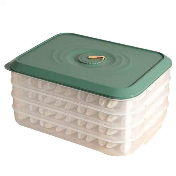 Large Capacity Dumpling Box Sealed Fresh Wonton Storage Container Green 4 Layer Food Storage Containers
