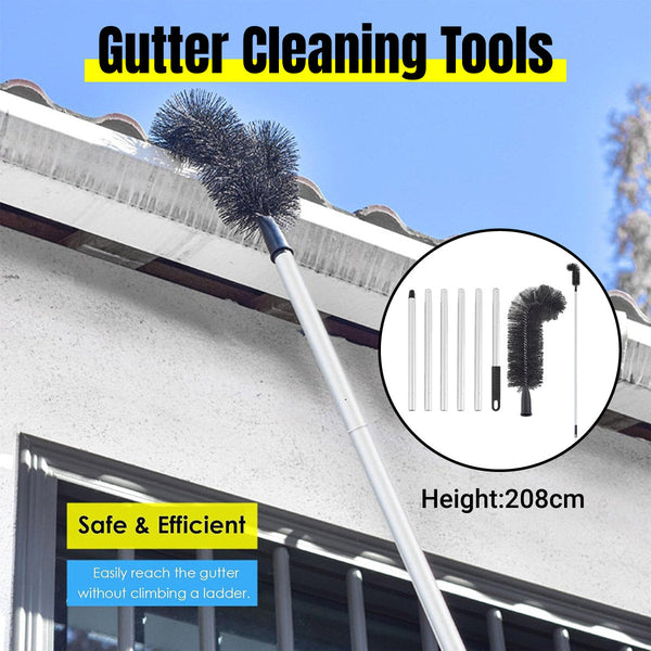 Gutter Cleaning Brush Roofing Tool With Pole 208Cm For Long Splicing Cleaning Brushes