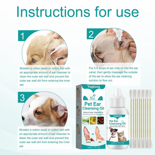 Pet Ear Cleaning Oil For Cats Dogs Deodorize Ears Universal Care Dog Grooming