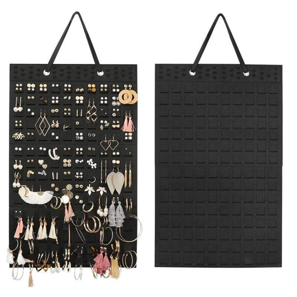 Hanging Jewelry Organizer Earring Necklace Holder Felt Display Storage Rack Black Jewellery Holders & Organisers