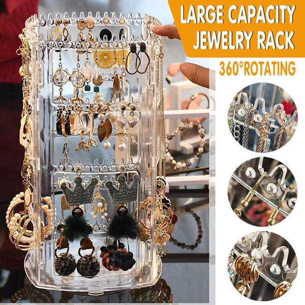 360 Degree Rotating Earring Holder Jewellery Rack Display Stand Organizer Jewellery Holders & Organisers