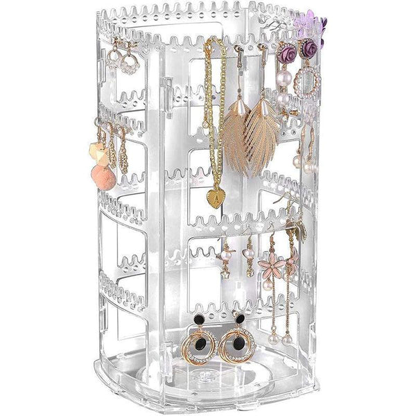 360 Degree Rotating Earring Holder Jewellery Rack Display Stand Organizer Jewellery Holders & Organisers
