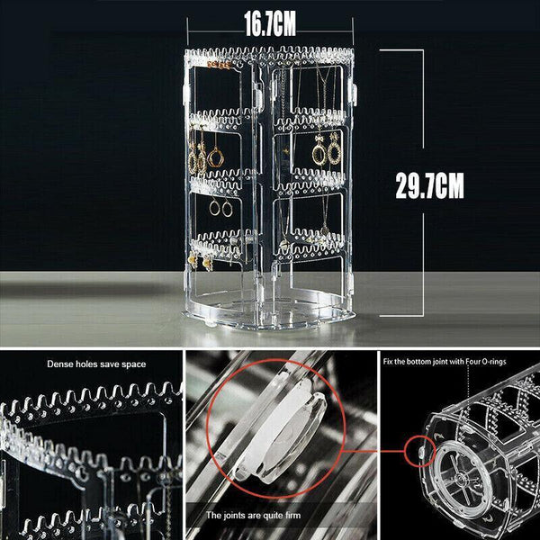 360 Degree Rotating Earring Holder Jewellery Rack Display Stand Organizer Jewellery Holders & Organisers