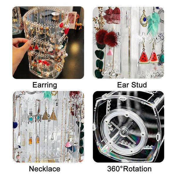 360 Degree Rotating Earring Holder Jewellery Rack Display Stand Organizer Jewellery Holders & Organisers